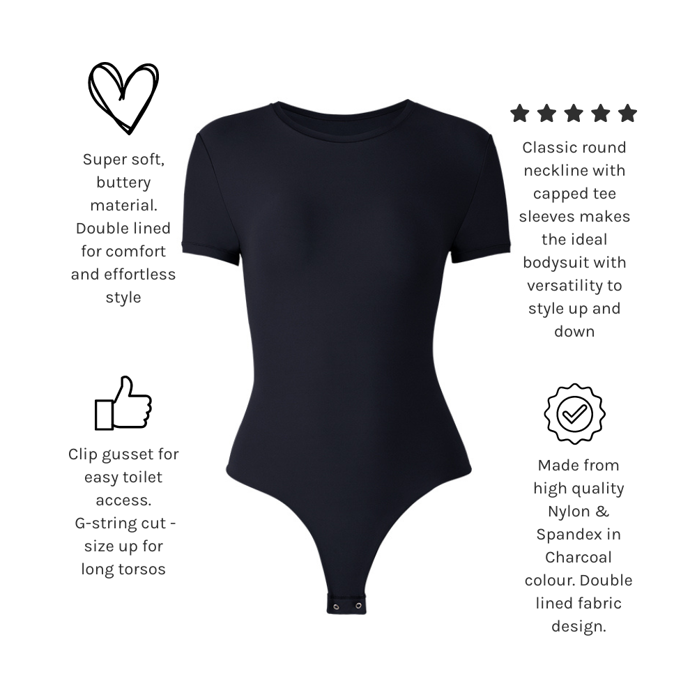 Everyday Essential Bodysuit -Tee (Charcoal)