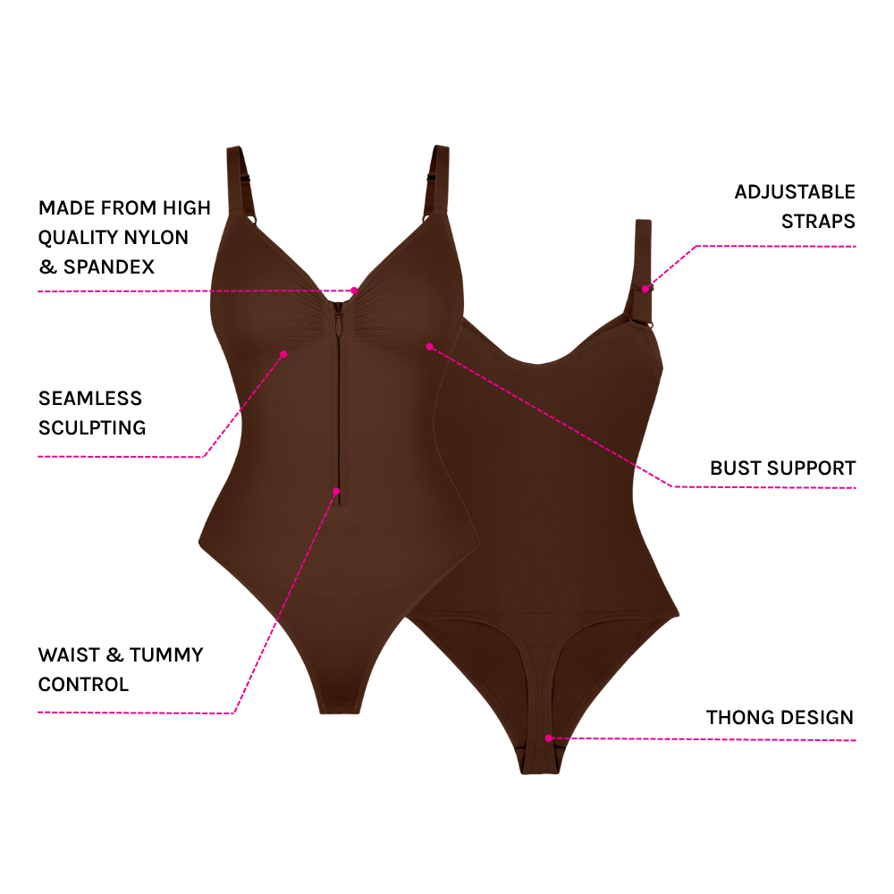 Plunge Sculpt Bodysuit - Cocoa
