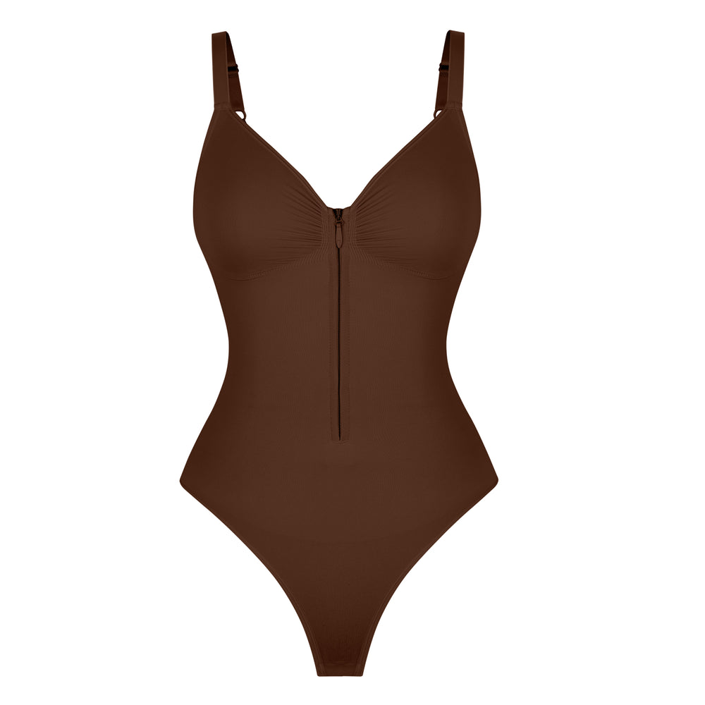 Plunge Sculpt Bodysuit - Brown