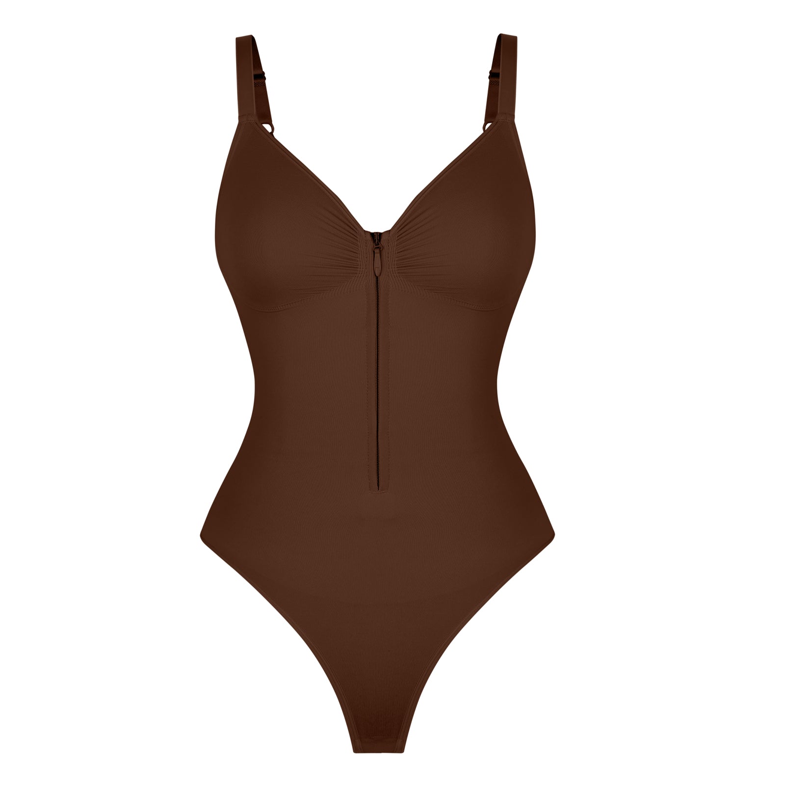 Plunge Sculpt Bodysuit - Brown